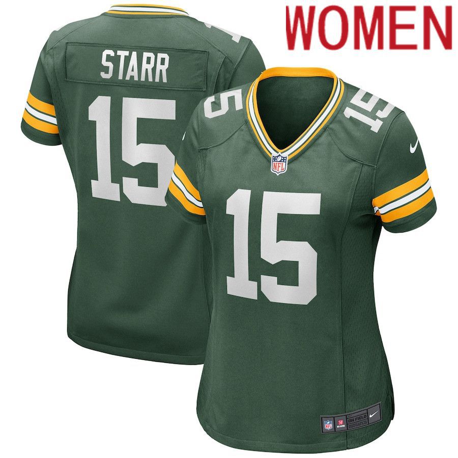 Cheap Women Green Bay Packers 15 Bart Starr Nike Green Game Retired Player NFL Jersey
